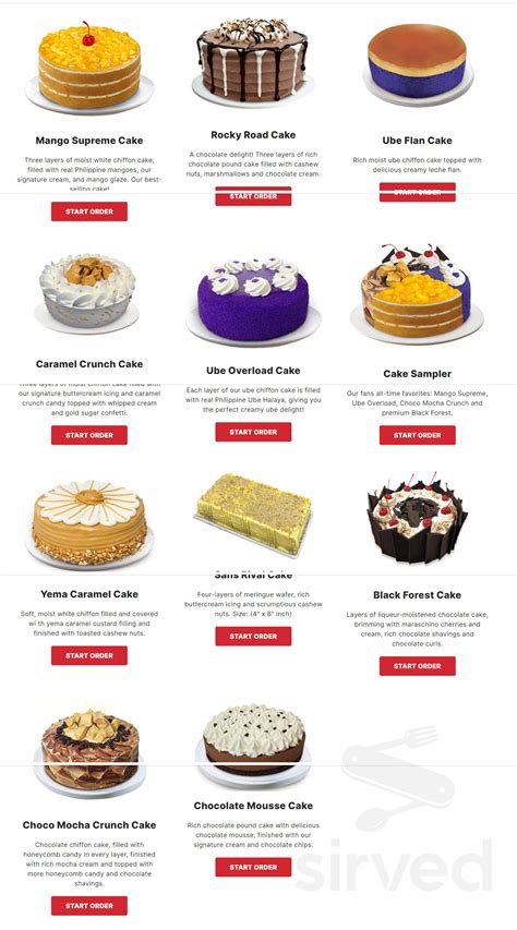 red ribbon bakery|Menu .